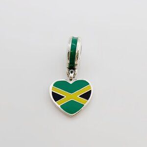 Pandora Jamaica Flag Charm Heart Bead Charm Travel Pendant S925 Sterling Silver